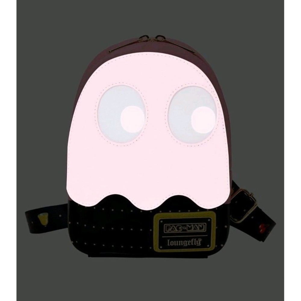 NEW Loungefly PAC-MAN PINKY Ghost Glow-in-the-Dark Sling Crossbody Bag Retro